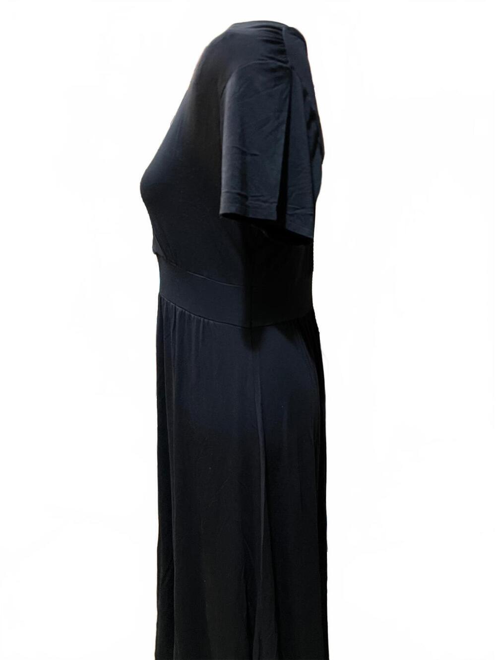 LL Bean Soft Stretchy Jersey Knit Pullover A-Line Navy Blue Dress-Size Medium - Picture 4 of 6